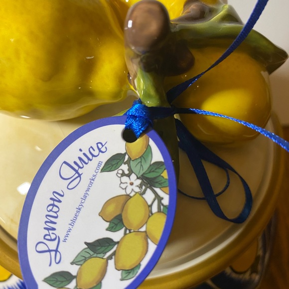Blue Sky Clayworks Lemon Juice series Biscotti Cookie Jar NWT 2017 Small chip - Picture 2 of 11